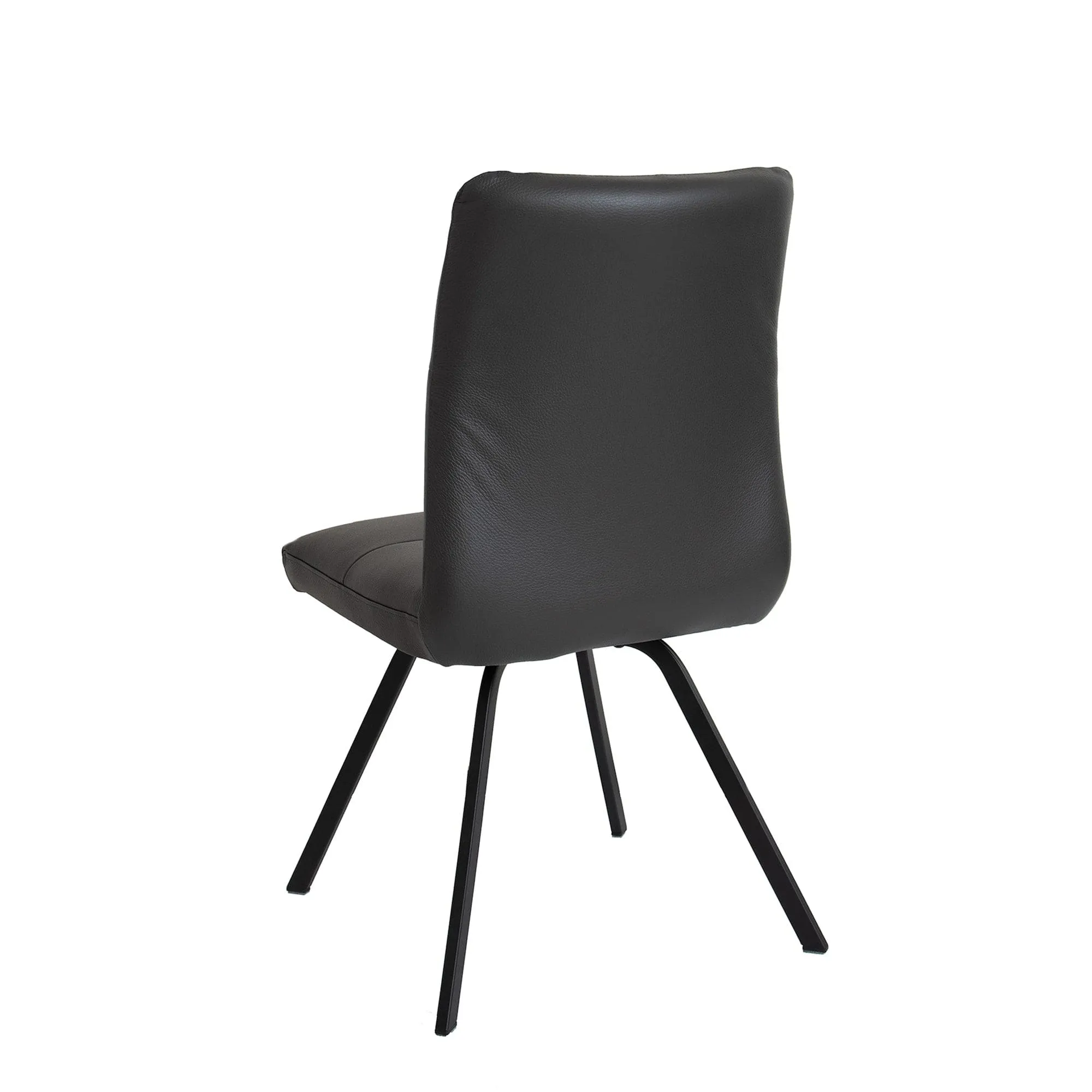 Clover - Dining Chair In Leather With Black Metal Legs