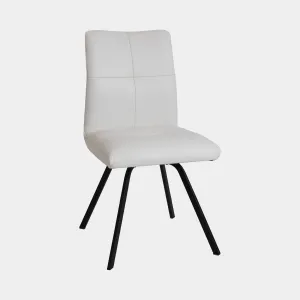 Clover - Dining Chair In Leather With Black Metal Legs