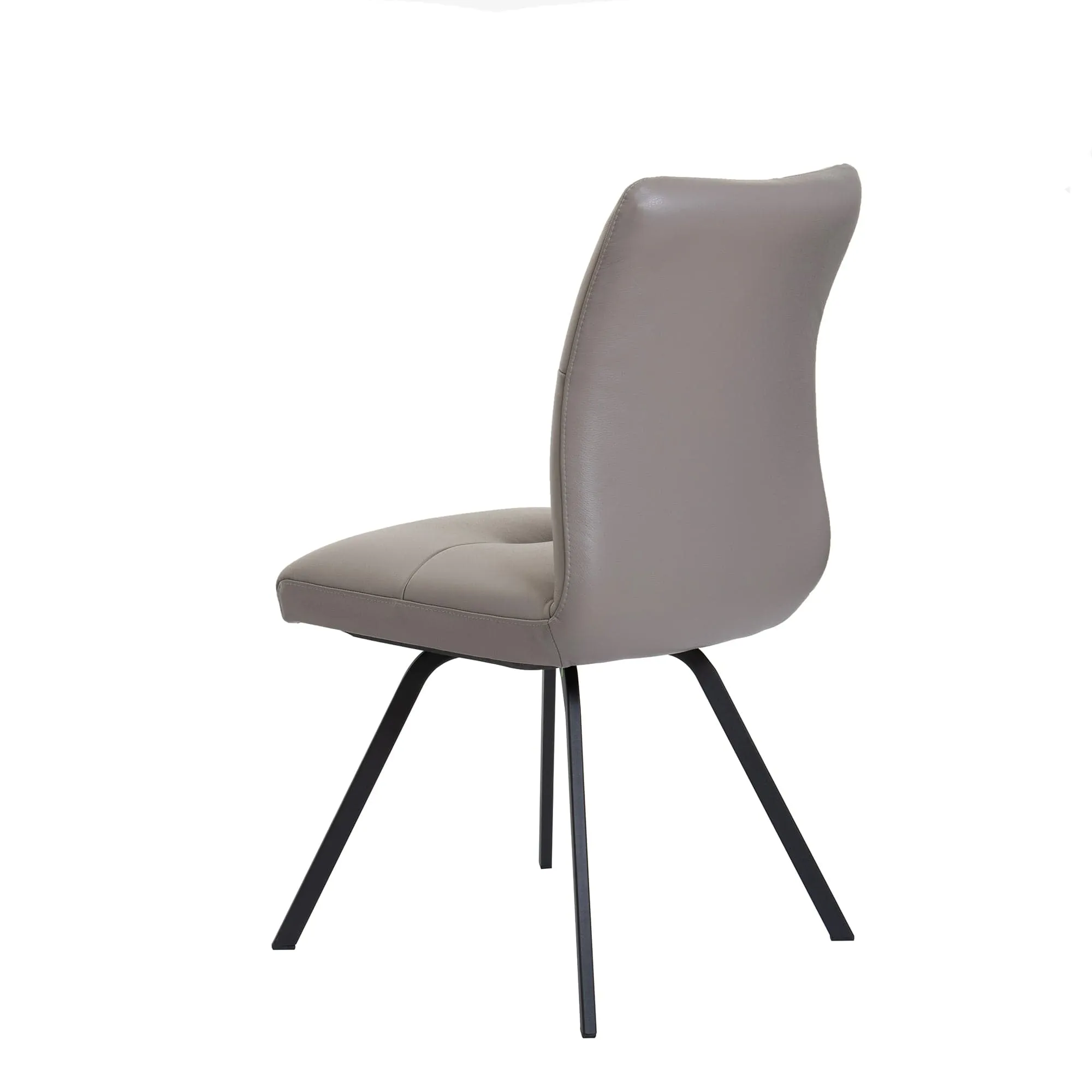Clover - Dining Chair In Leather With Black Metal Legs