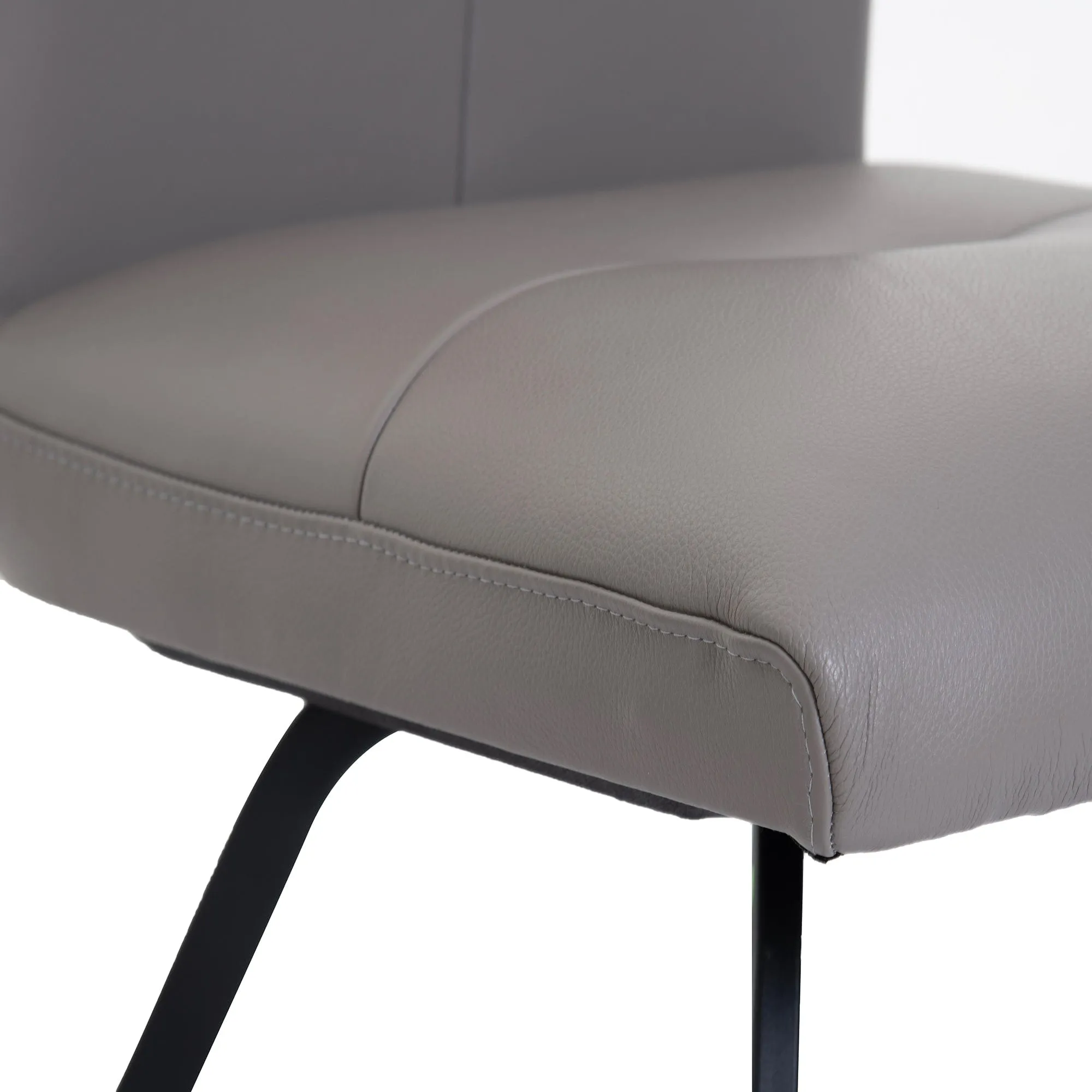 Clover - Dining Chair In Leather With Black Metal Legs