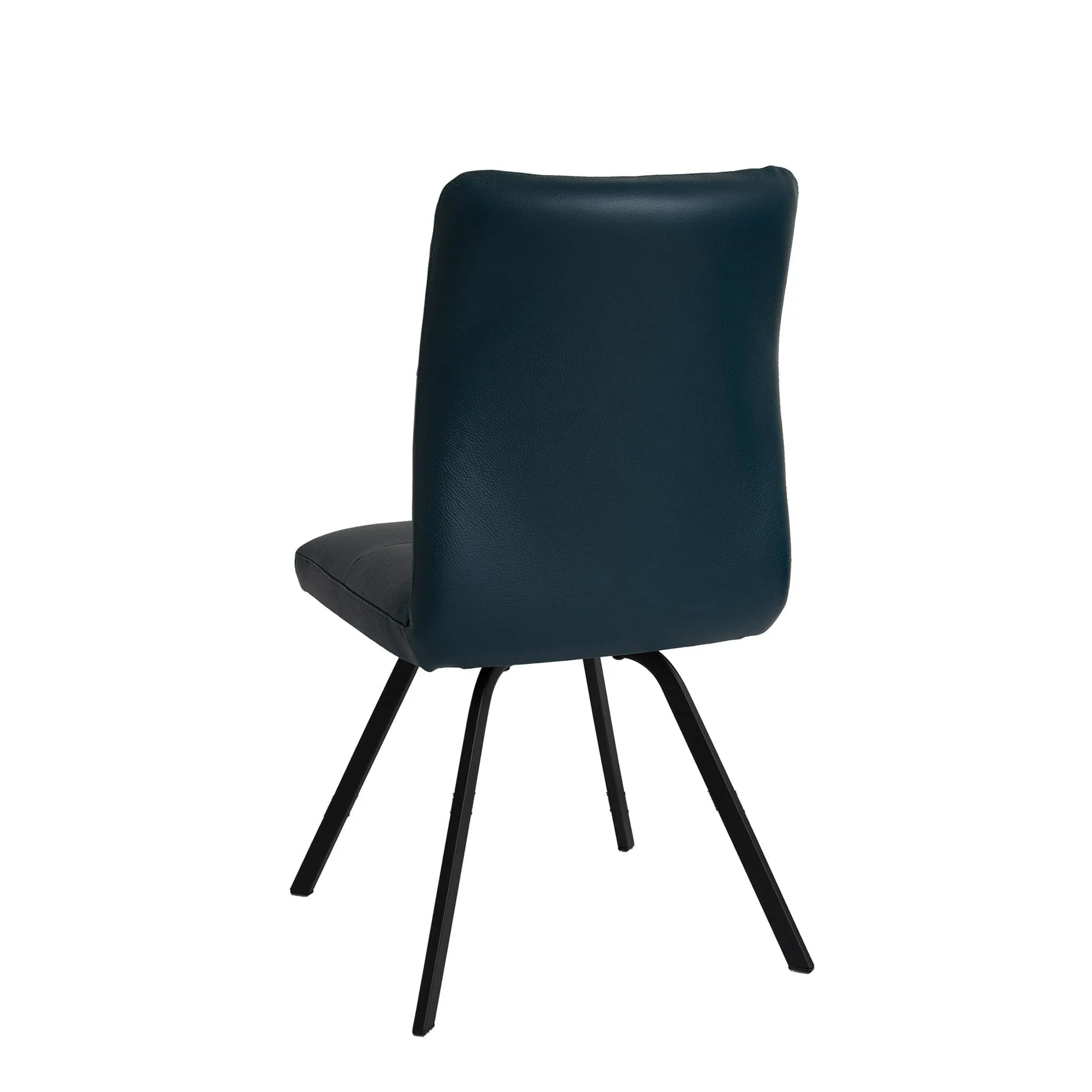 Clover - Dining Chair In Leather With Black Metal Legs