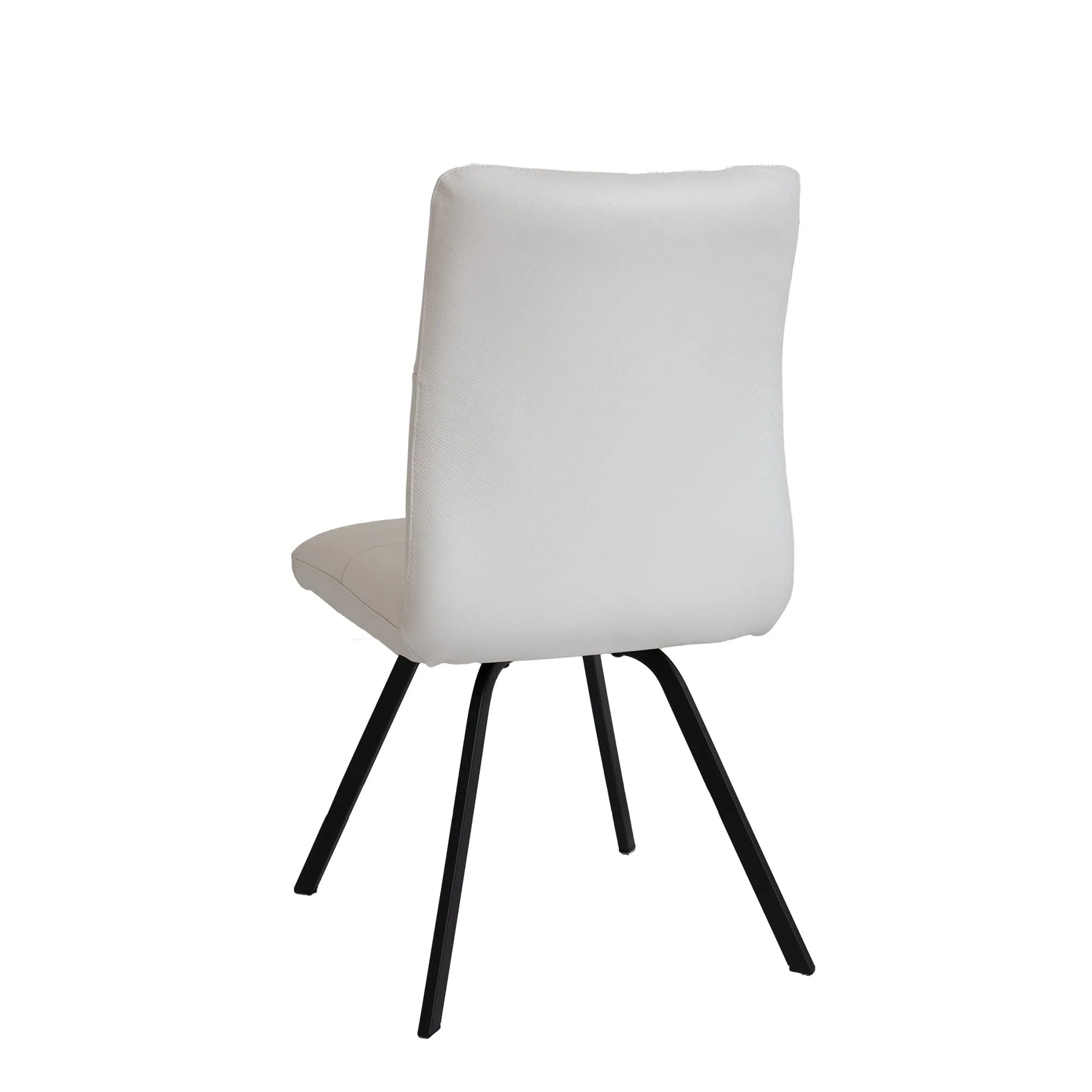 Clover - Dining Chair In Leather With Black Metal Legs
