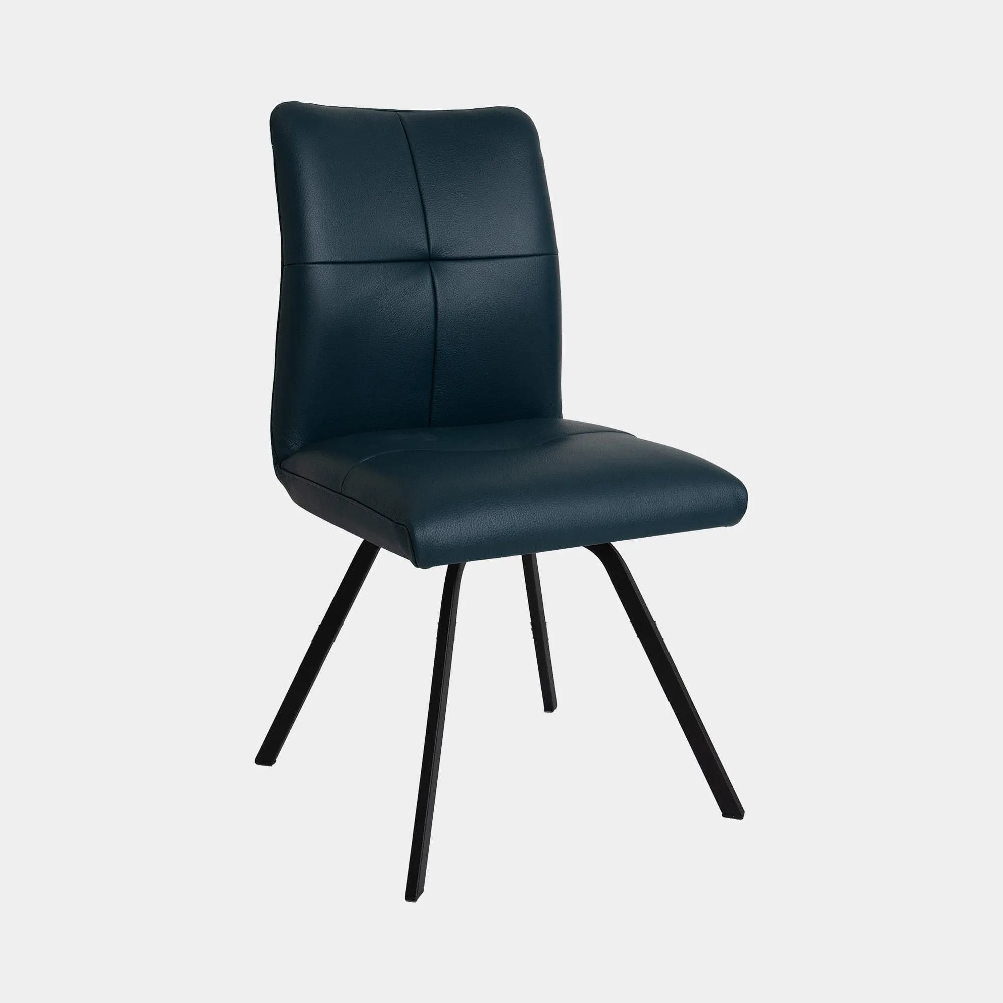 Clover - Dining Chair In Leather With Black Metal Legs