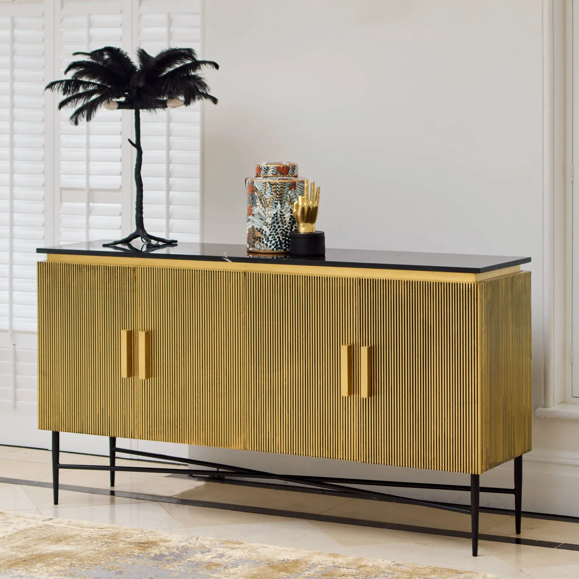 Conrad - 4 Door Sideboard With Black Marble Top