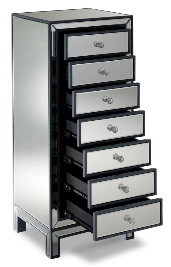 Crystal 7-Drawer Chest - Mirrored Glass