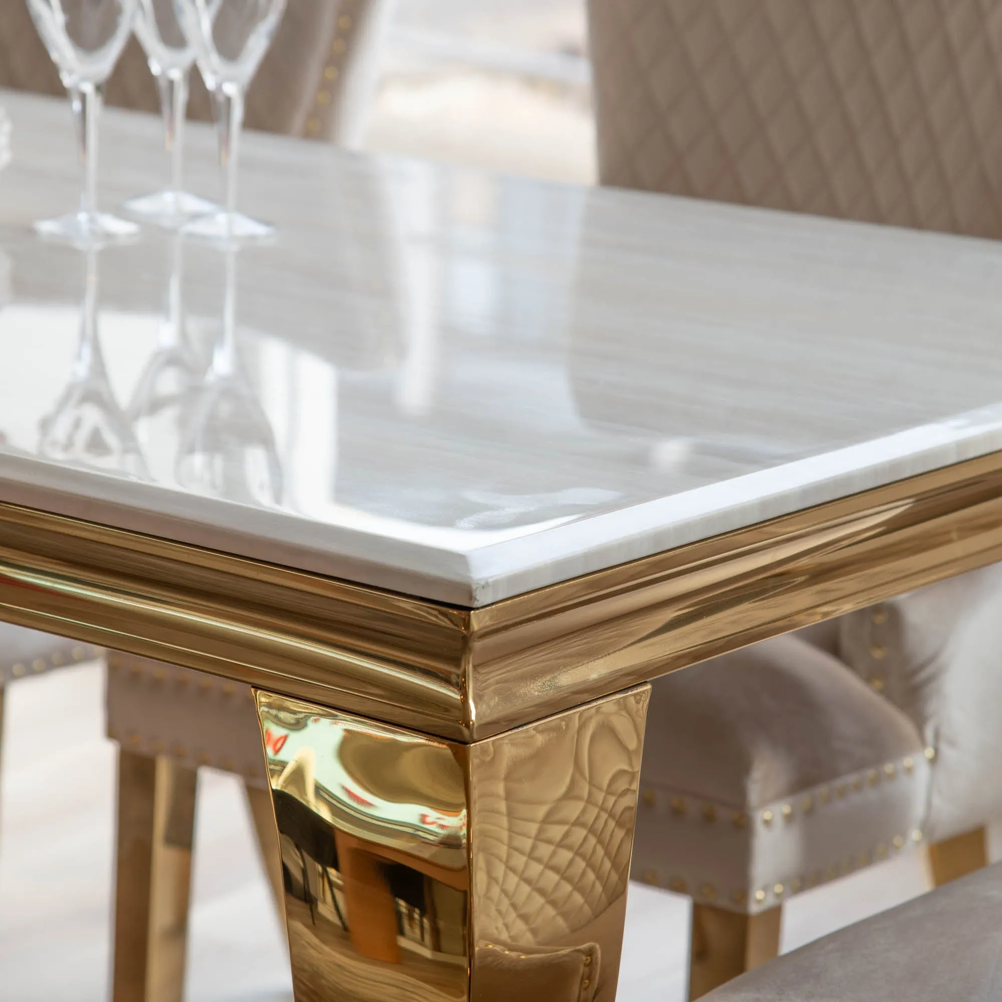 Dubai - Dining Table With Cream Marble Top