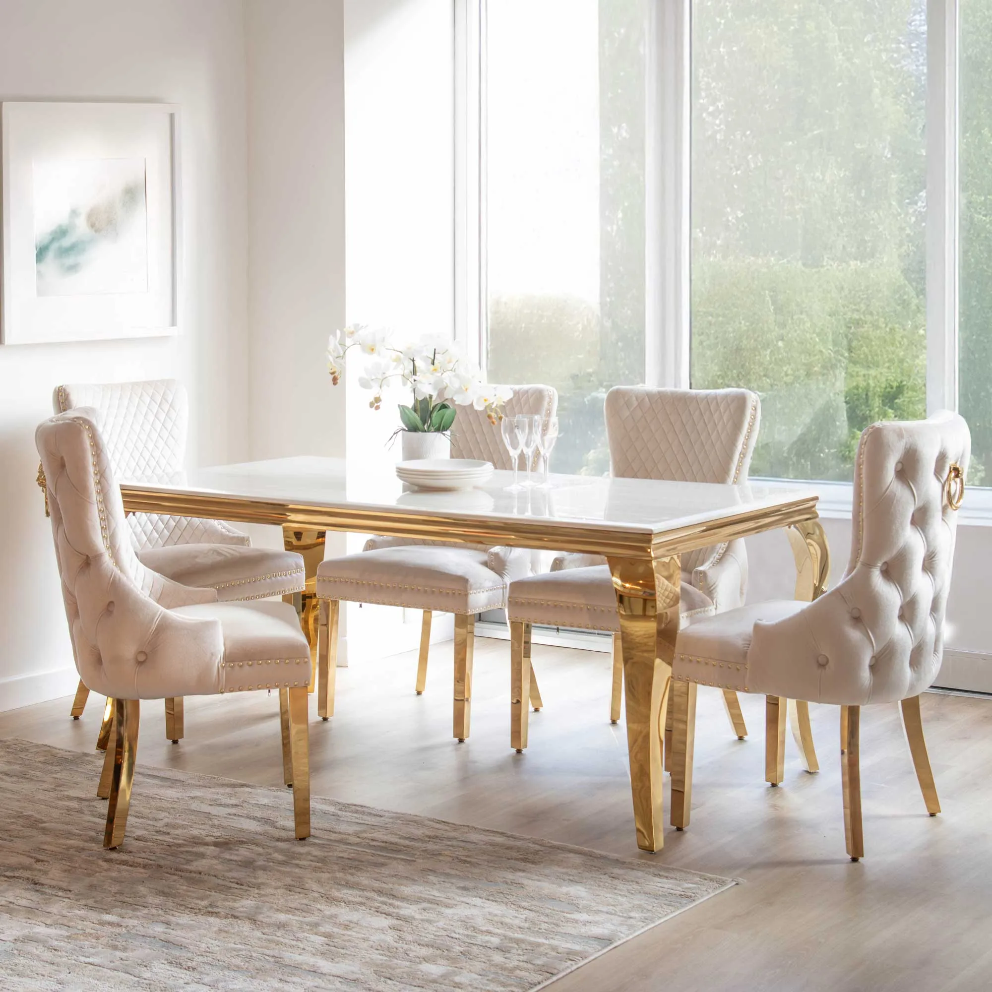 Dubai - Dining Table With Cream Marble Top