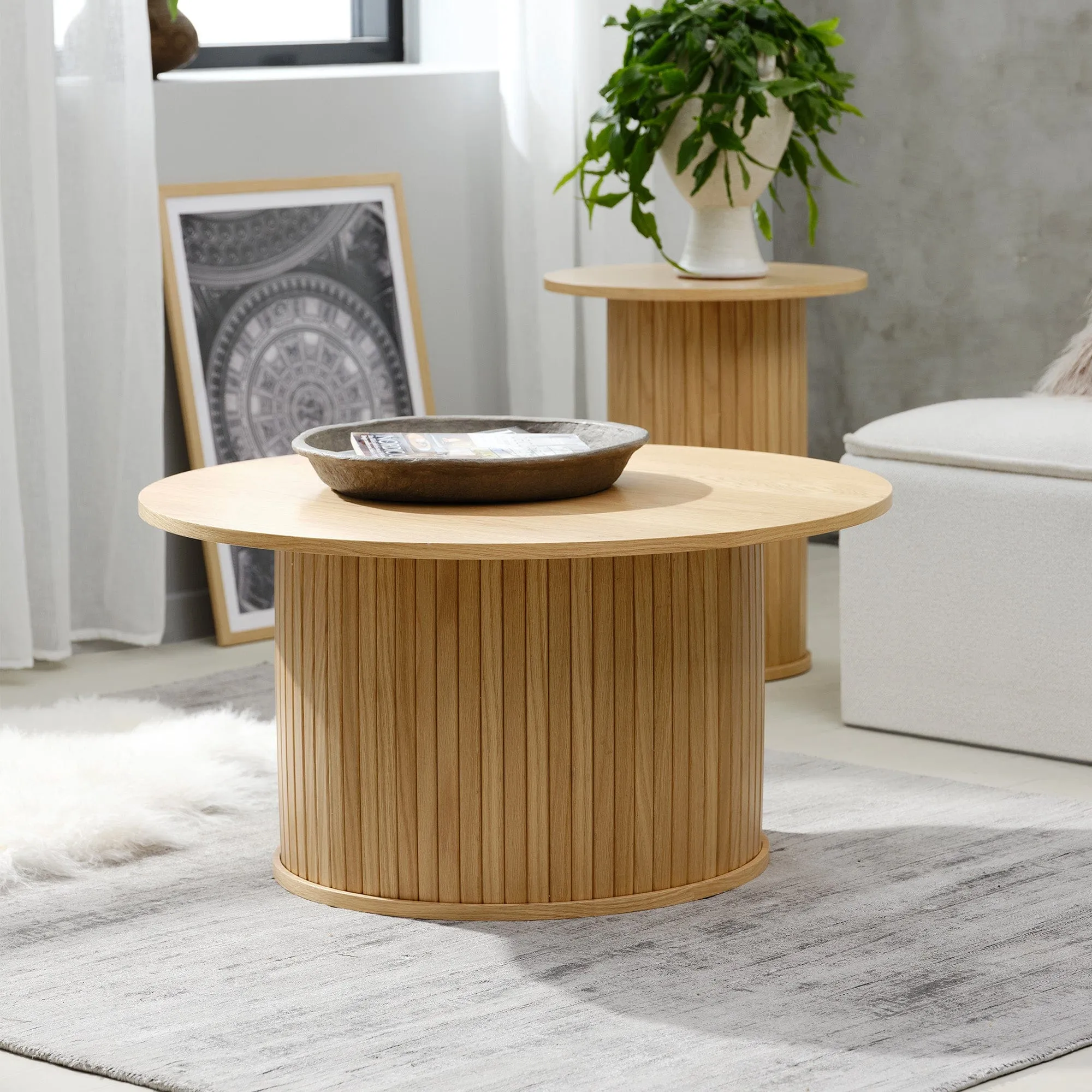 Eden - 90cm Round Coffee Table In Natural Oak Finish