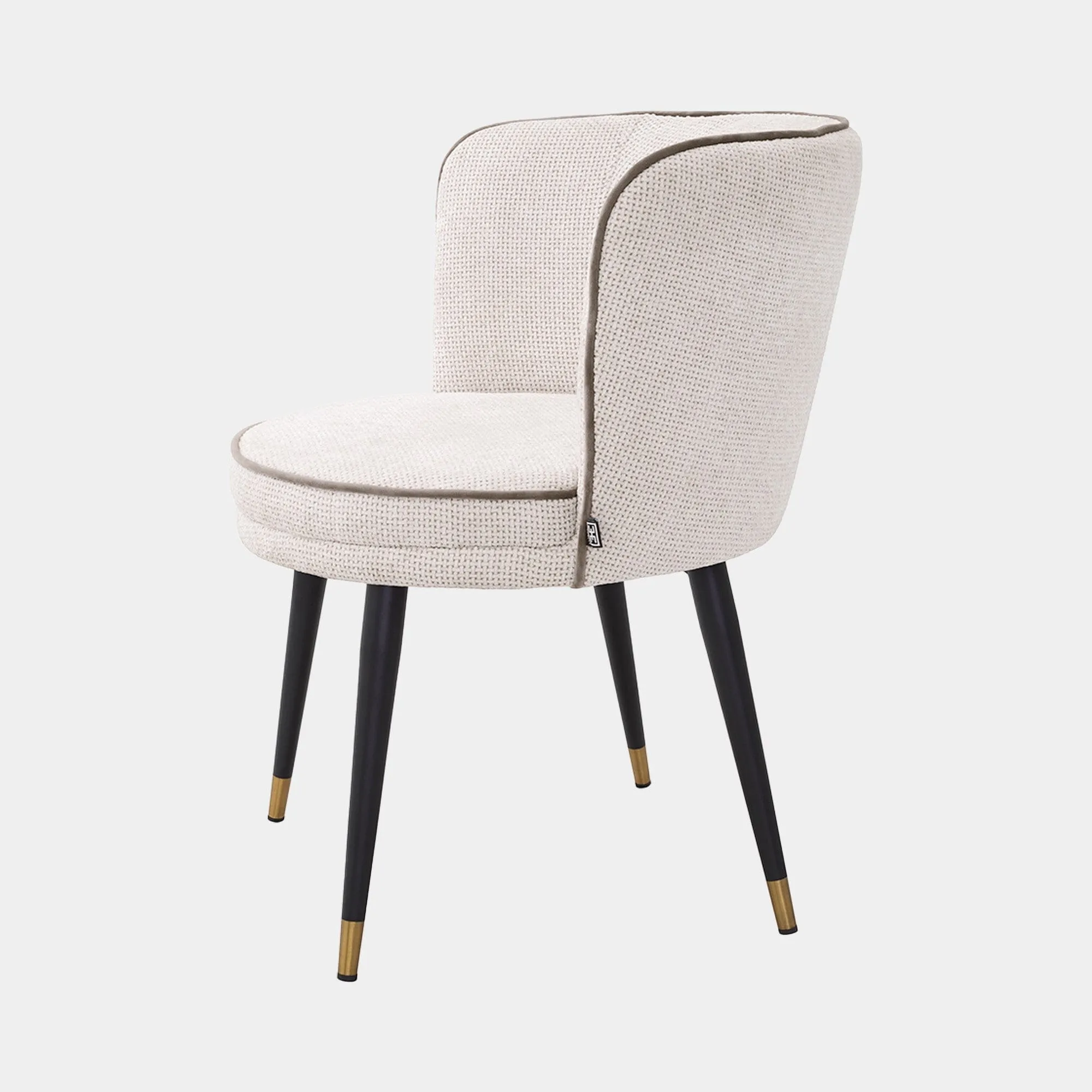 Eichholtz Grenada - Swivel Dining Chair Lyssa Off White and Greige Velvet Piping