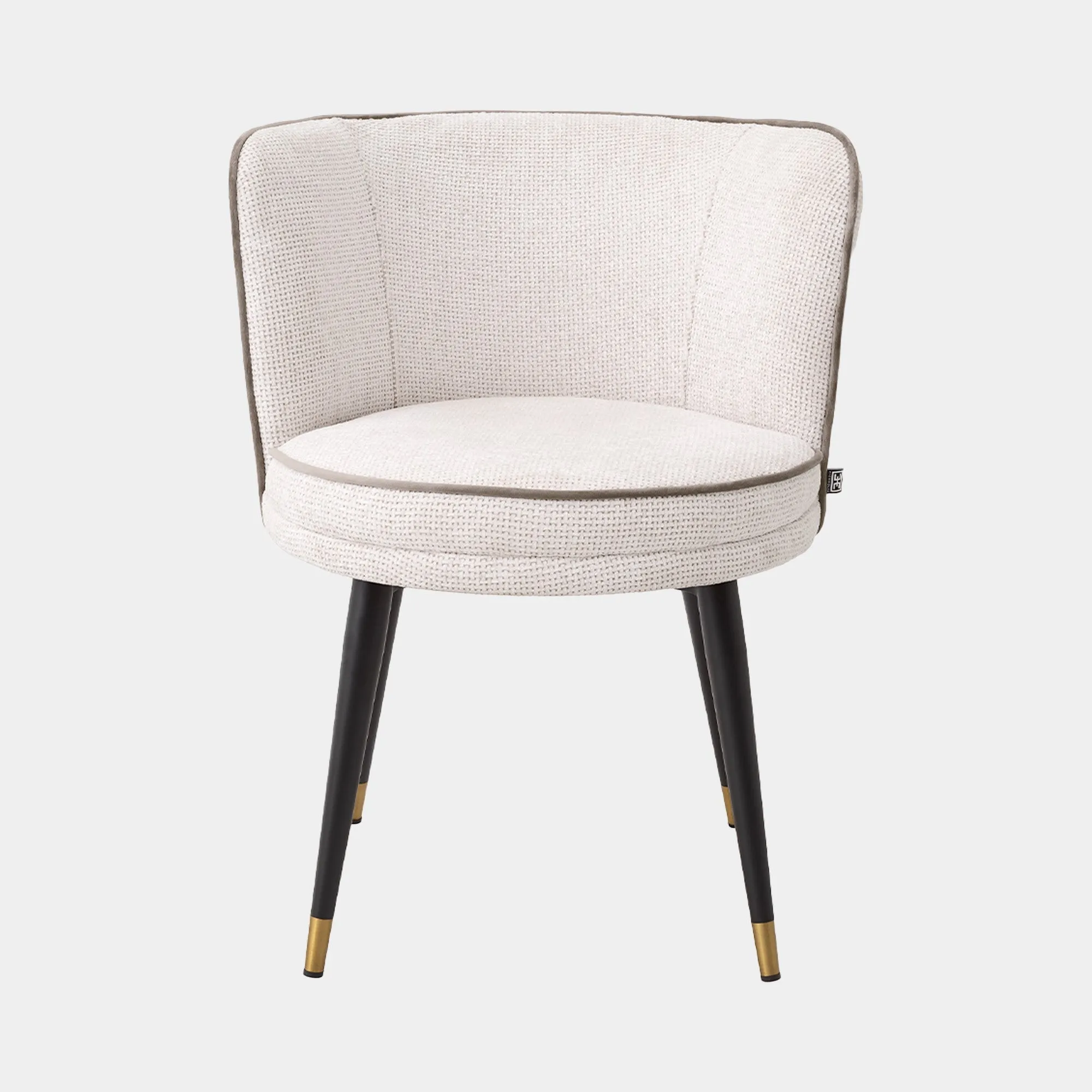 Eichholtz Grenada - Swivel Dining Chair Lyssa Off White and Greige Velvet Piping