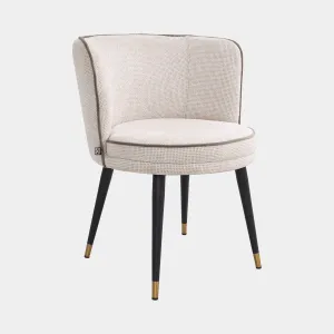 Eichholtz Grenada - Swivel Dining Chair Lyssa Off White and Greige Velvet Piping