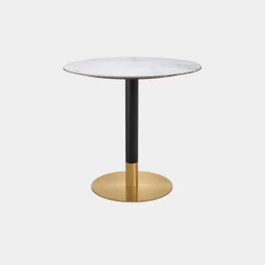 Eichholtz Trevor - 80cm Round Dining Table With White Ceramic Marble Top