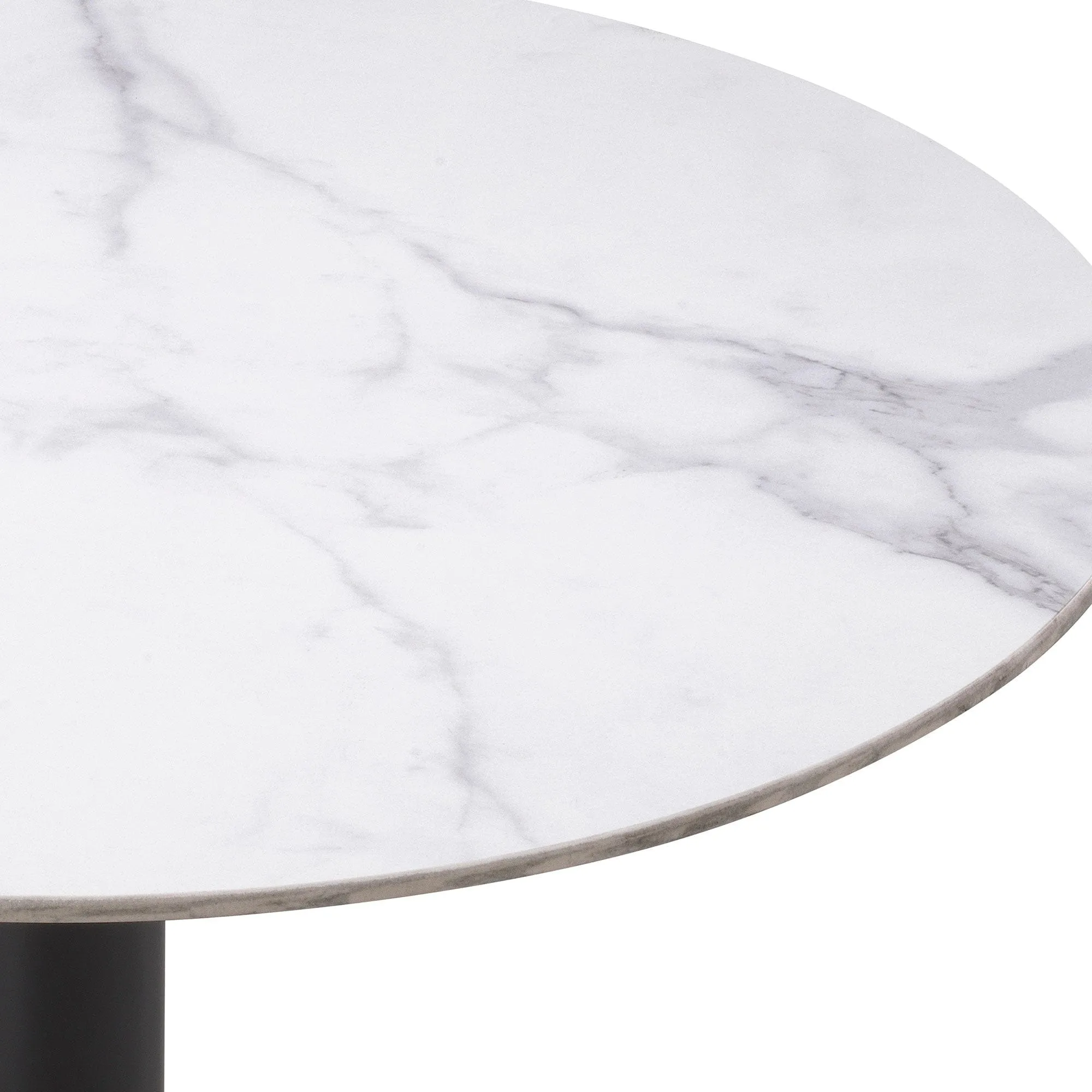 Eichholtz Trevor - 80cm Round Dining Table With White Ceramic Marble Top