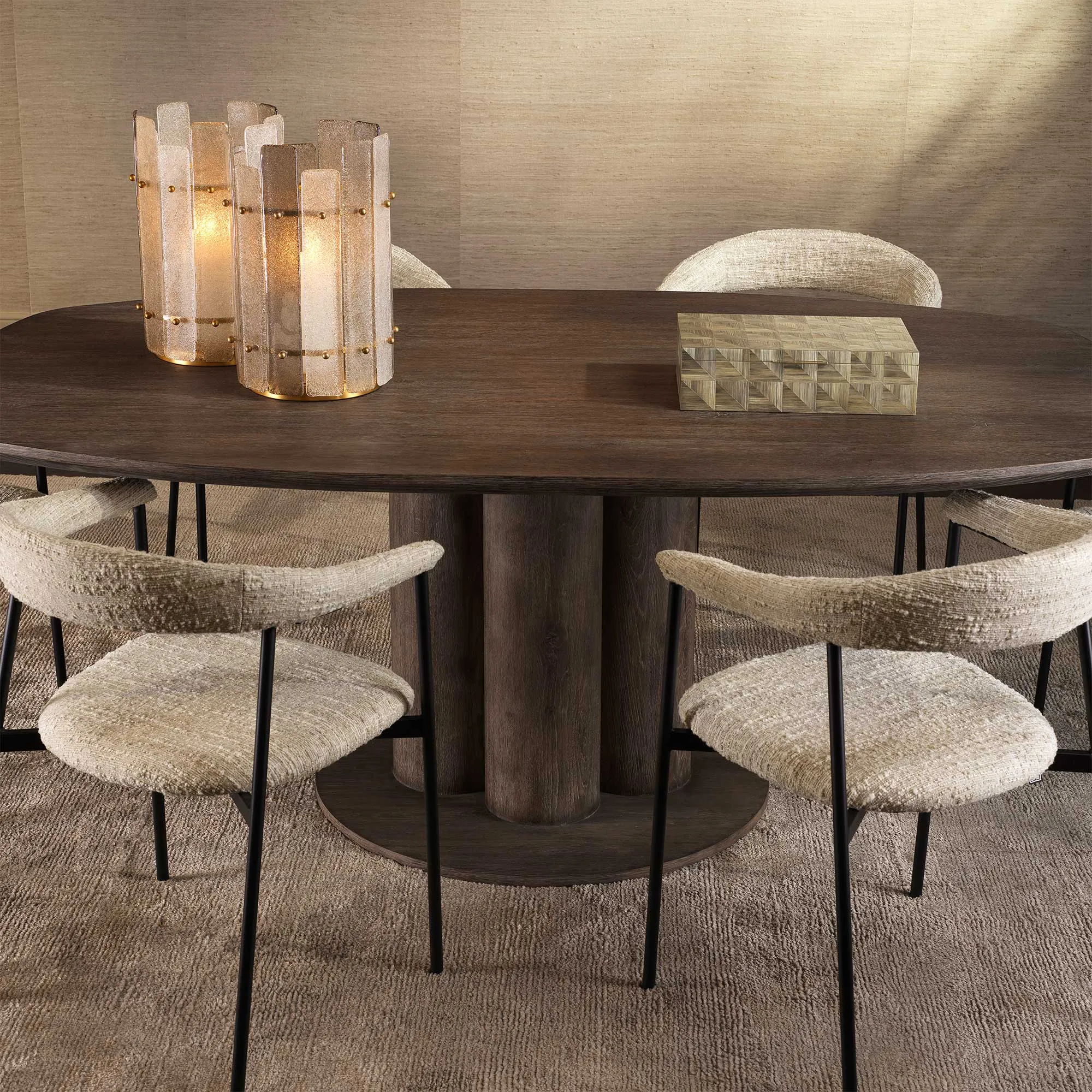 Eichholtz Westwood - 200cm Oval Dining Table - Silverstone Oak Veneer