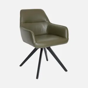 Elara Swivel Chair - With Wooden Legs In Semi Aniline Leather