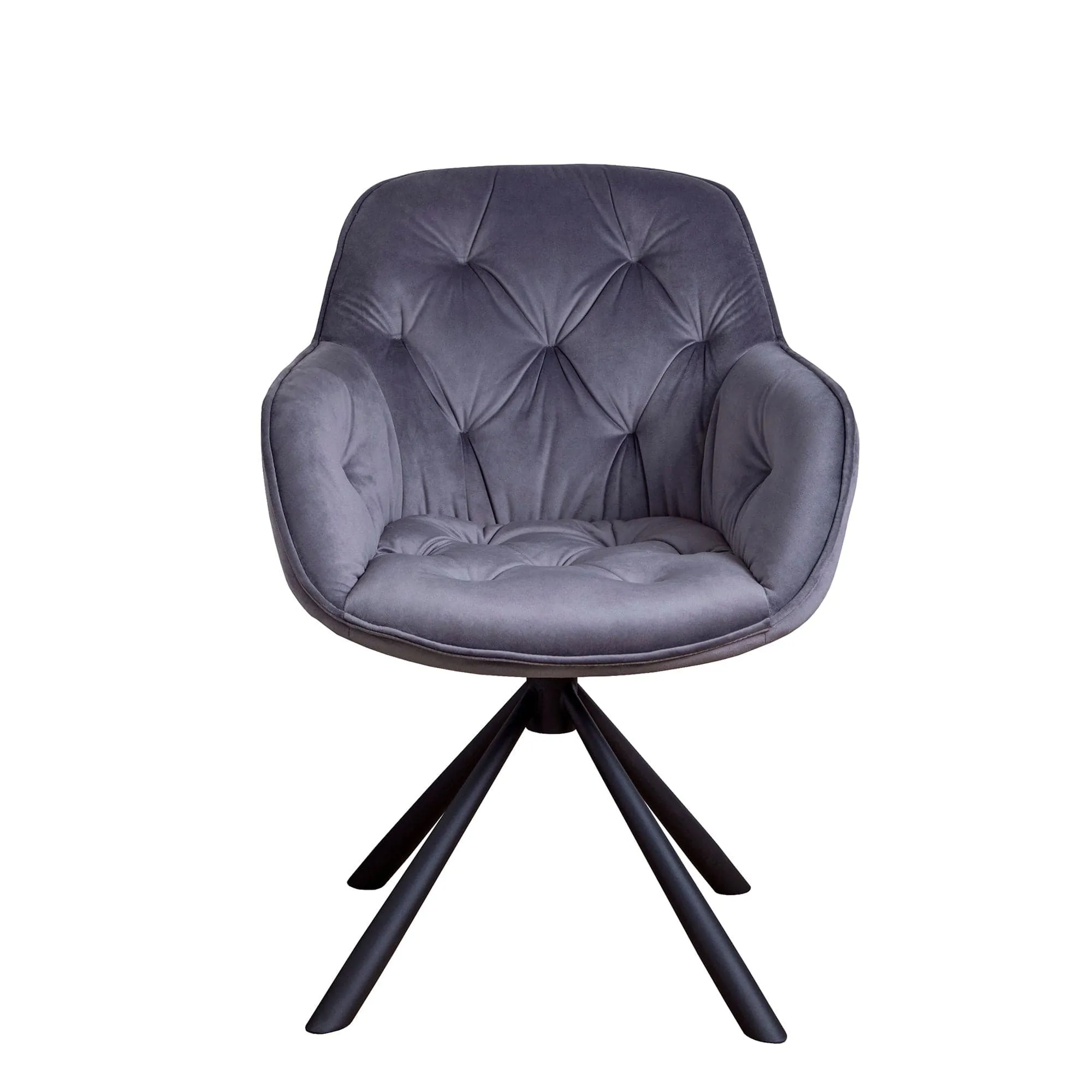 Ergen - Swivel Dining Chair In Velvet Dark Grey