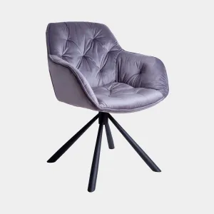 Ergen - Swivel Dining Chair In Velvet Dark Grey