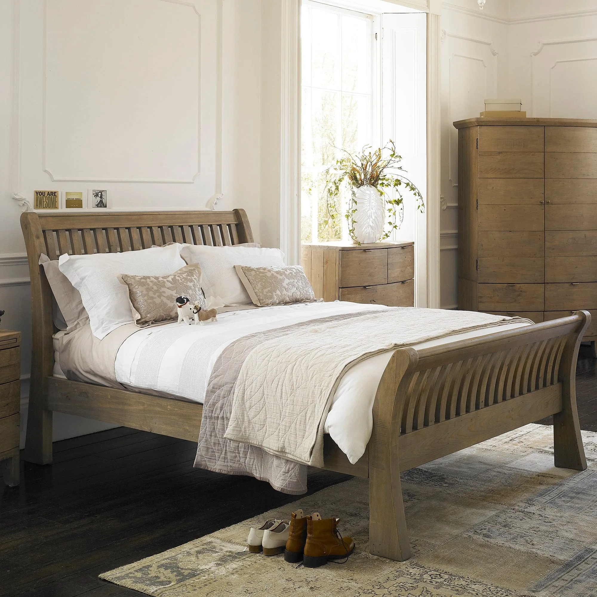 Fairmont - 2 Door 4 Drawer Double Wardrobe In Sundried Wheat Finish