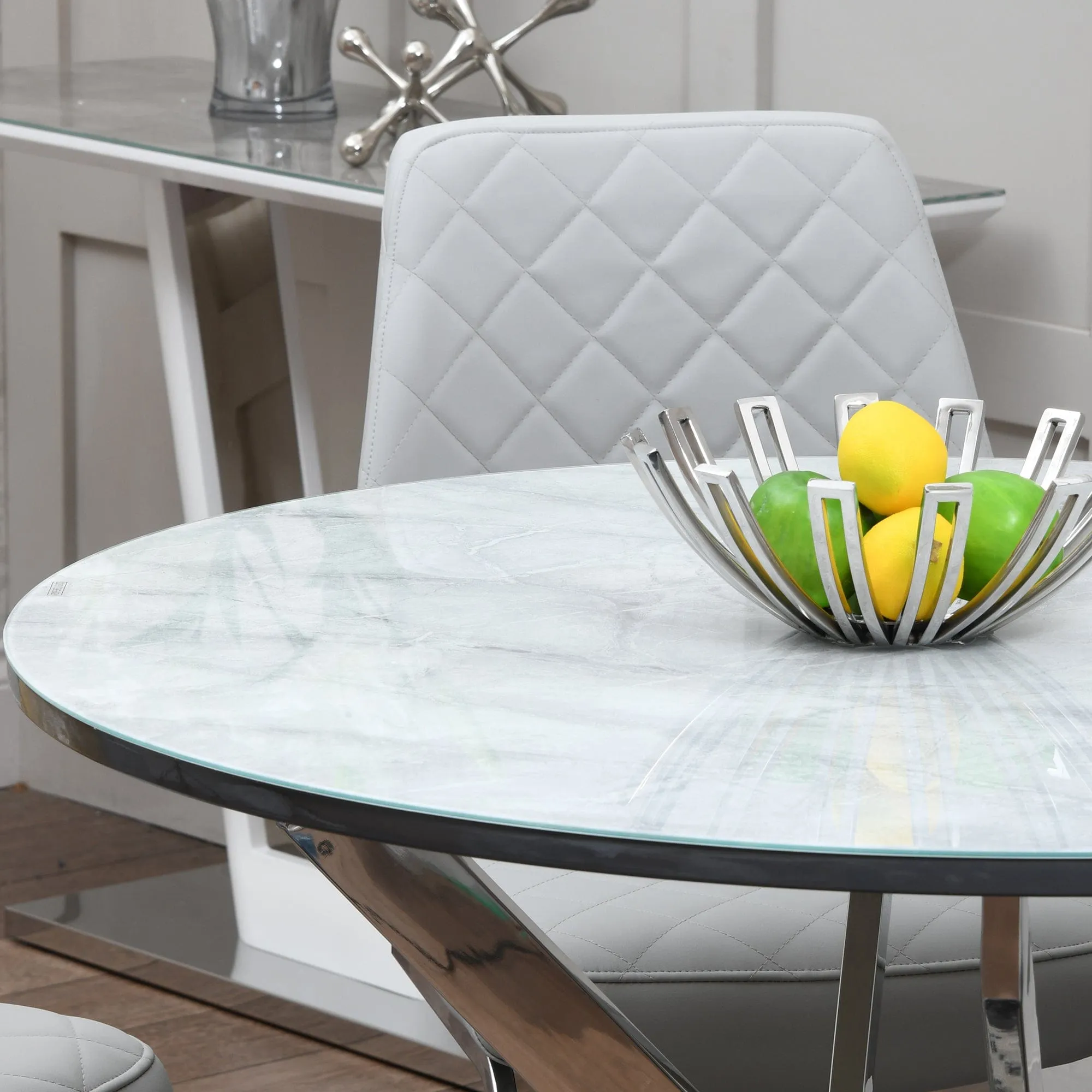 Florence - 100cm Dining Table In Grey Marble Effect