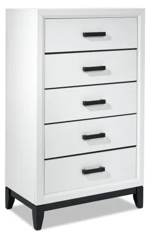 Fog 5-Drawer Chest - White, Black