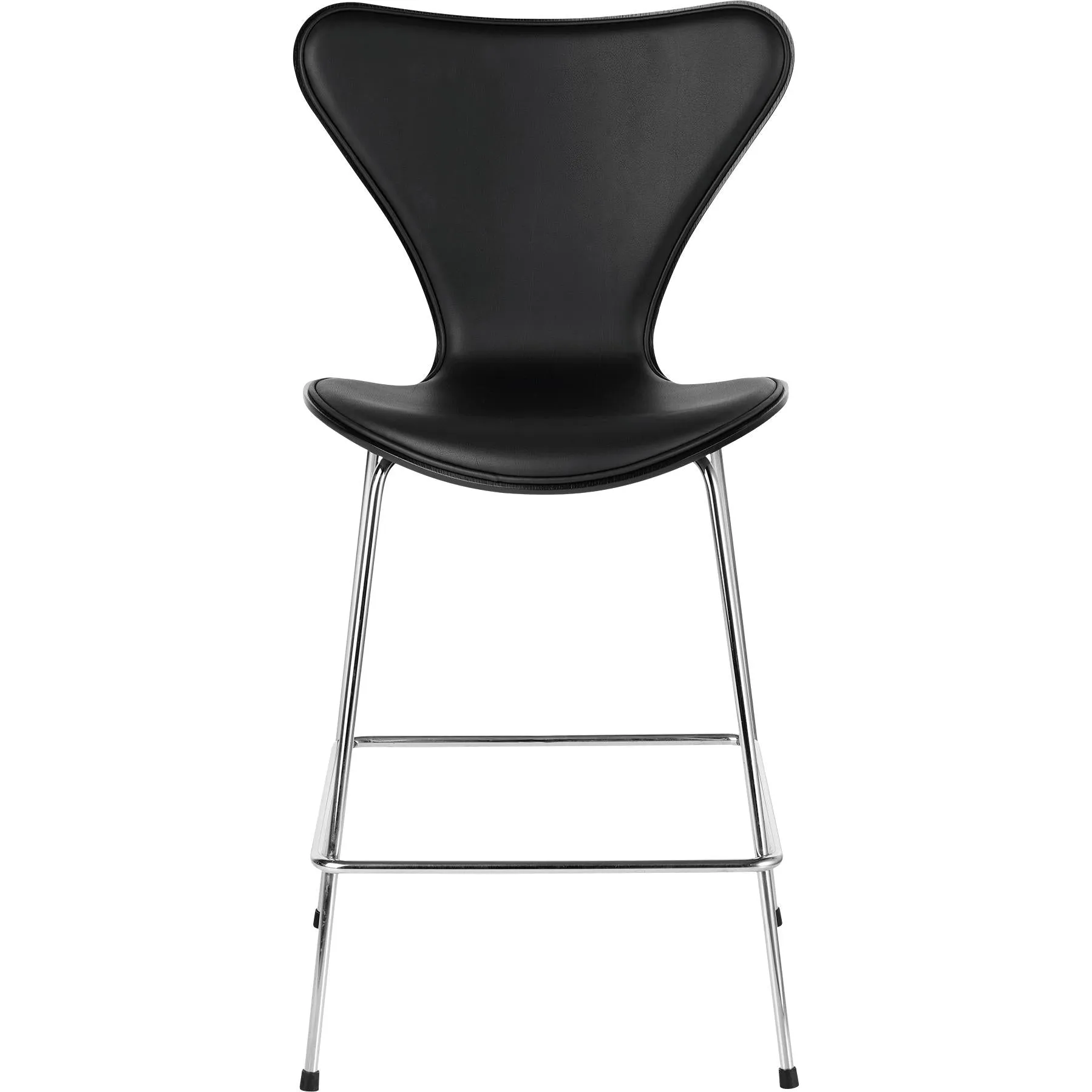 Fritz Hansen Series 7™ Bar Chair Front Upholstery Leather 64 Cm, Soft Black