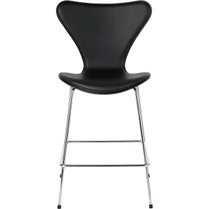Fritz Hansen Series 7™ Bar Chair Front Upholstery Leather 64 Cm, Soft Black