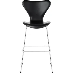 Fritz Hansen Series 7™ Bar Chair Full Upholstery Leather 76 Cm, Soft Black