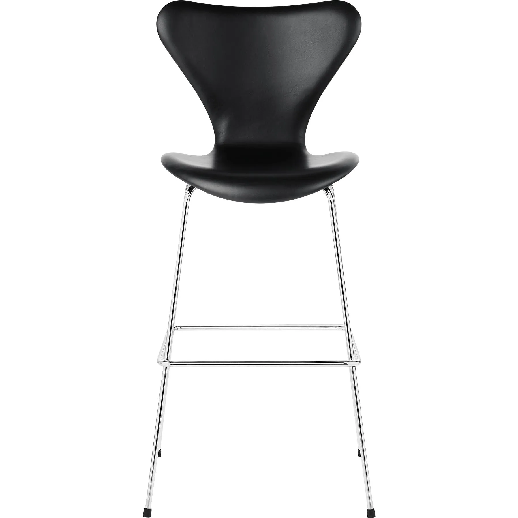 Fritz Hansen Series 7™ Bar Chair Full Upholstery Leather 76 Cm, Soft Black