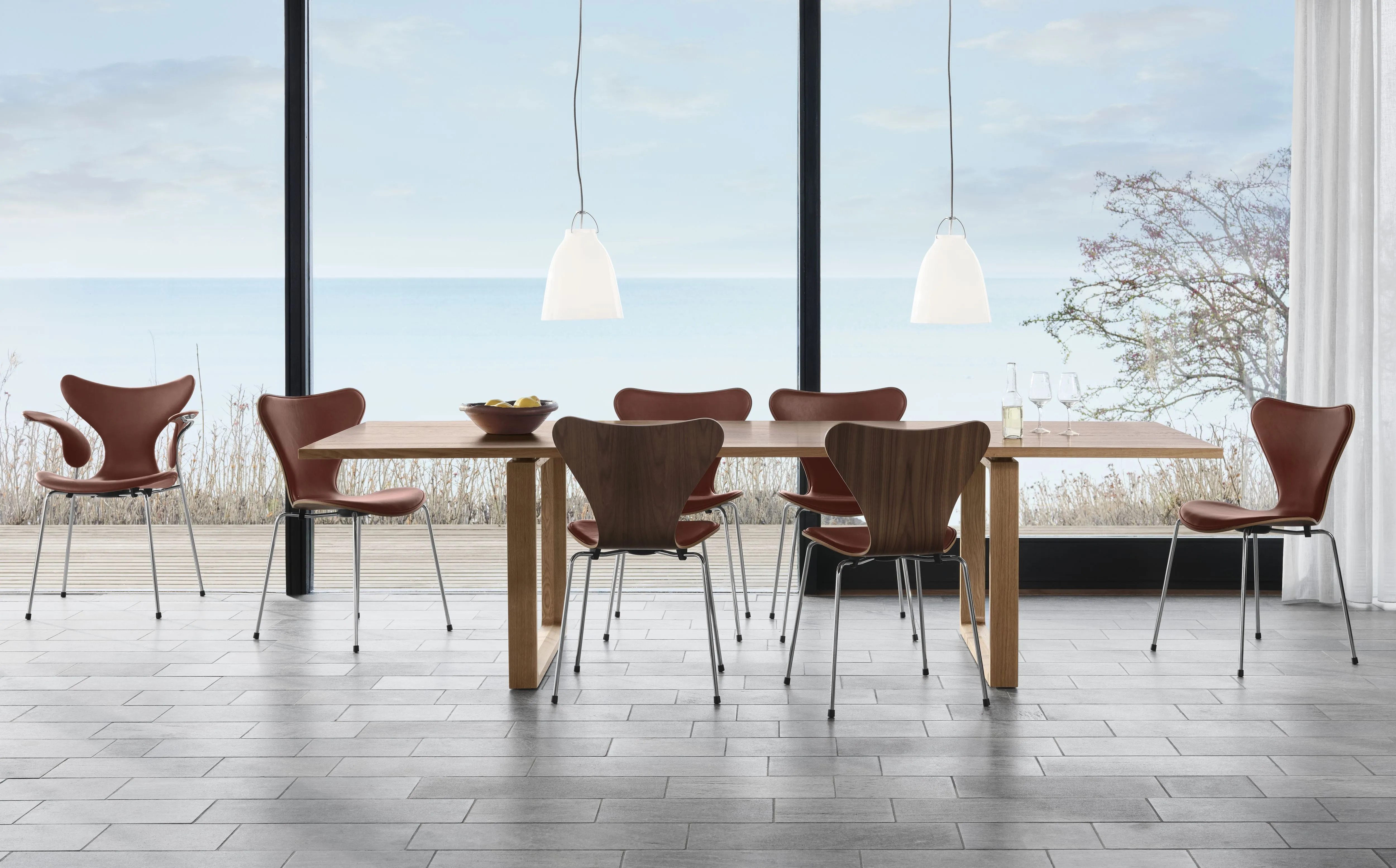 Fritz Hansen Series 7™ Chair, Front Upholstery With Grace Chestnut Leather Anniversary Collection