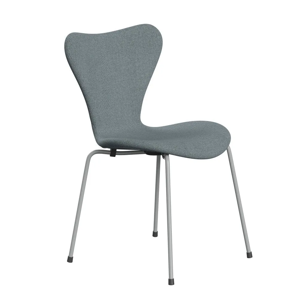 Fritz Hansen Series 7™ Chair Full Upholstery, Nine Grey/Re Wool Light Blue/Natural