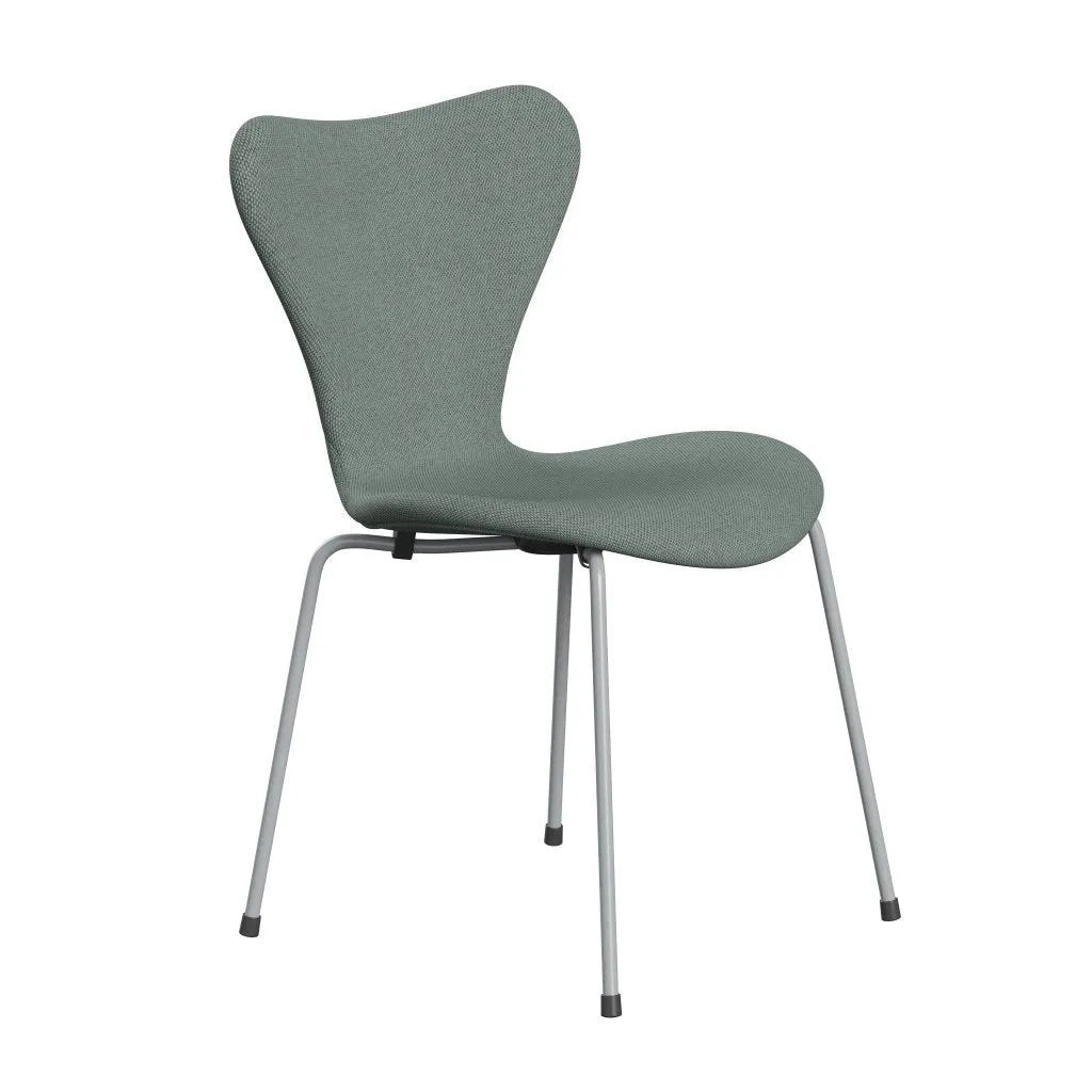Fritz Hansen Series 7™ Chair Full Upholstery, Silver Grey/Re Wool Light Aquamarine/Natural