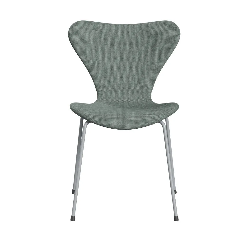 Fritz Hansen Series 7™ Chair Full Upholstery, Silver Grey/Re Wool Light Aquamarine/Natural