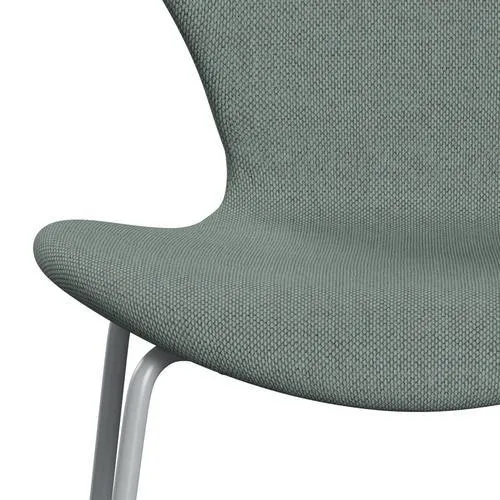 Fritz Hansen Series 7™ Chair Full Upholstery, Silver Grey/Re Wool Light Aquamarine/Natural