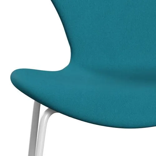 Fritz Hansen Series 7™ Chair Full Upholstery, White/Comfort Turquoise Light