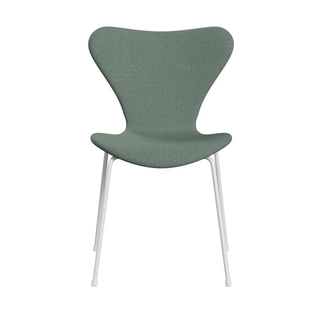 Fritz Hansen Series 7™ Chair Full Upholstery, White/Re Wool Aqua/Natural