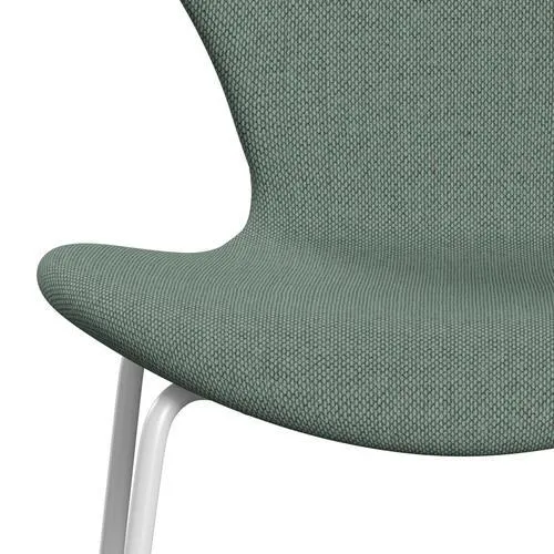 Fritz Hansen Series 7™ Chair Full Upholstery, White/Re Wool Aqua/Natural