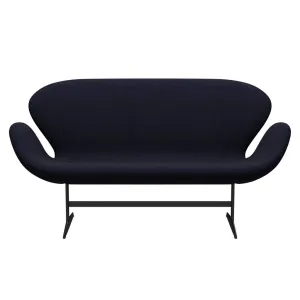 Fritz Hansen Swan™ Sofa 2 Seater, Black Lacquered/Divina Md Navy Dark