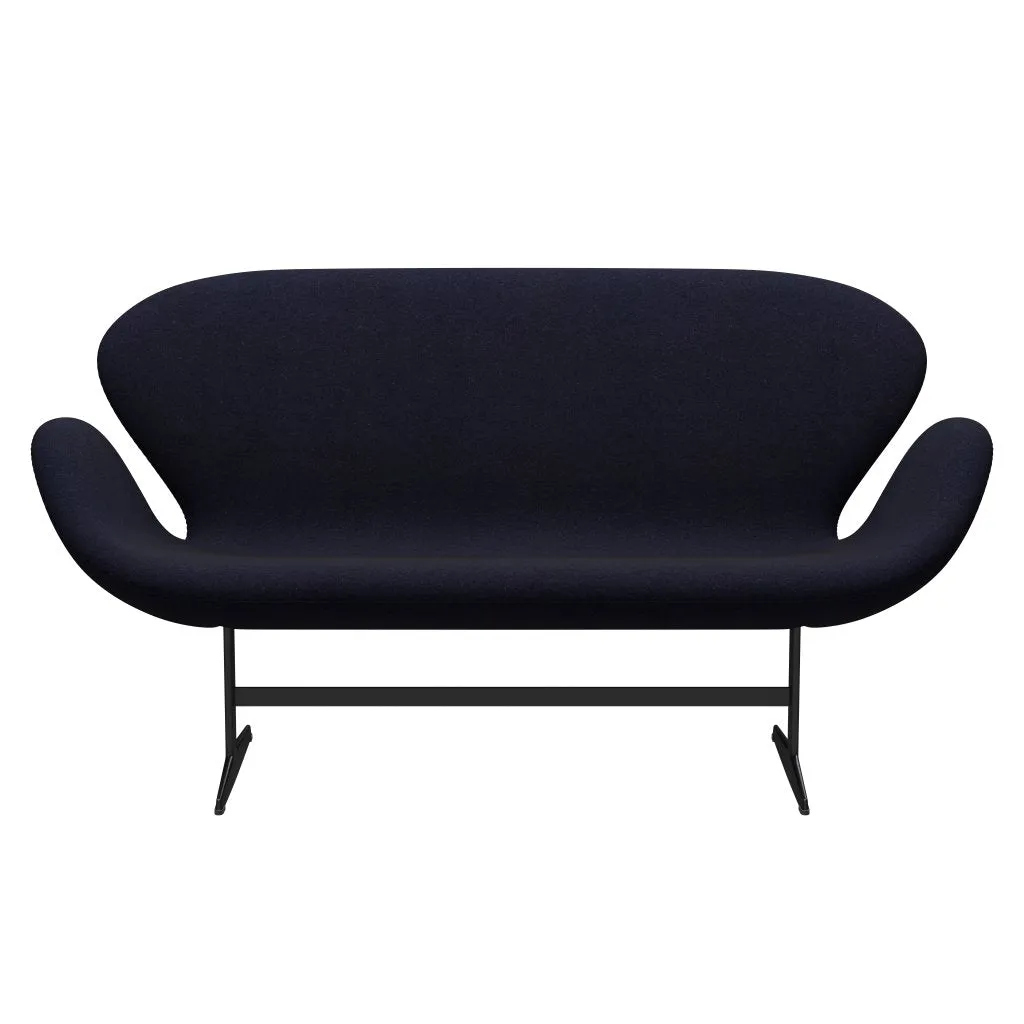 Fritz Hansen Swan™ Sofa 2 Seater, Black Lacquered/Divina Md Navy Dark