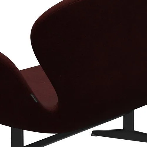 Fritz Hansen Swan™ Sofa 2 Seater, Black Lacquered/Divina Melange Burgundy