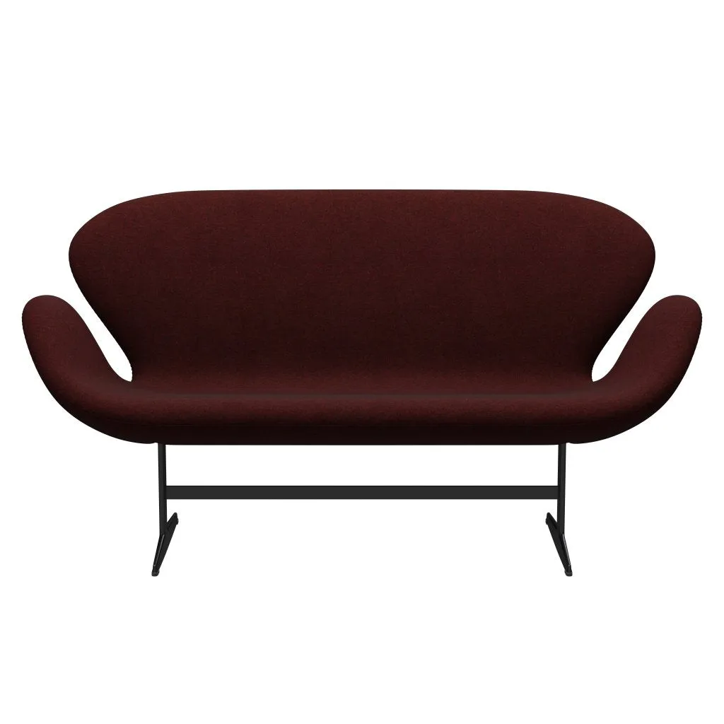 Fritz Hansen Swan™ Sofa 2 Seater, Black Lacquered/Divina Melange Burgundy