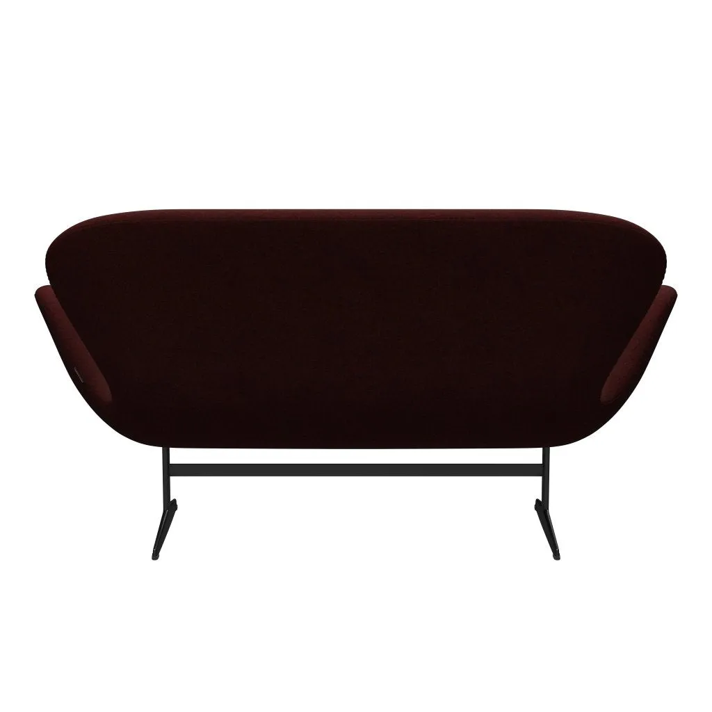 Fritz Hansen Swan™ Sofa 2 Seater, Black Lacquered/Divina Melange Burgundy