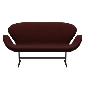 Fritz Hansen Swan™ Sofa 2 Seater, Black Lacquered/Divina Melange Burgundy
