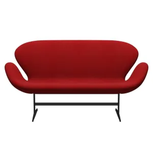 Fritz Hansen Swan™ Sofa 2 Seater, Black Lacquered/Divina Melange Deep Red