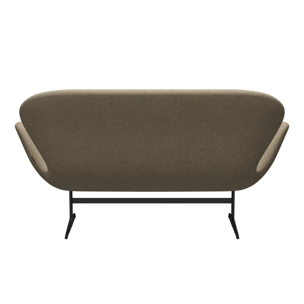 Fritz Hansen Swan™ Sofa 2 Seater, Black Lacquered/Divina Melange Grey Sand