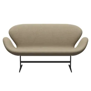 Fritz Hansen Swan™ Sofa 2 Seater, Black Lacquered/Divina Melange Grey Sand