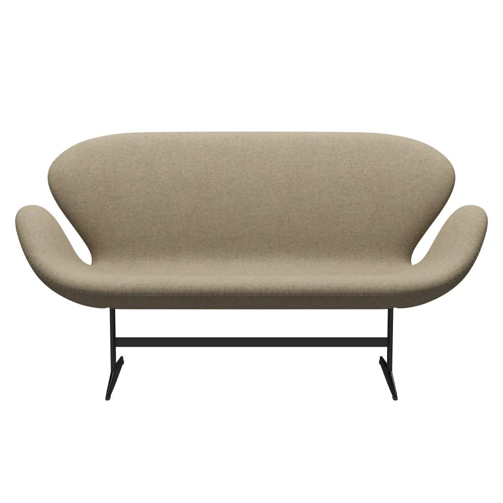 Fritz Hansen Swan™ Sofa 2 Seater, Black Lacquered/Divina Melange Grey Sand