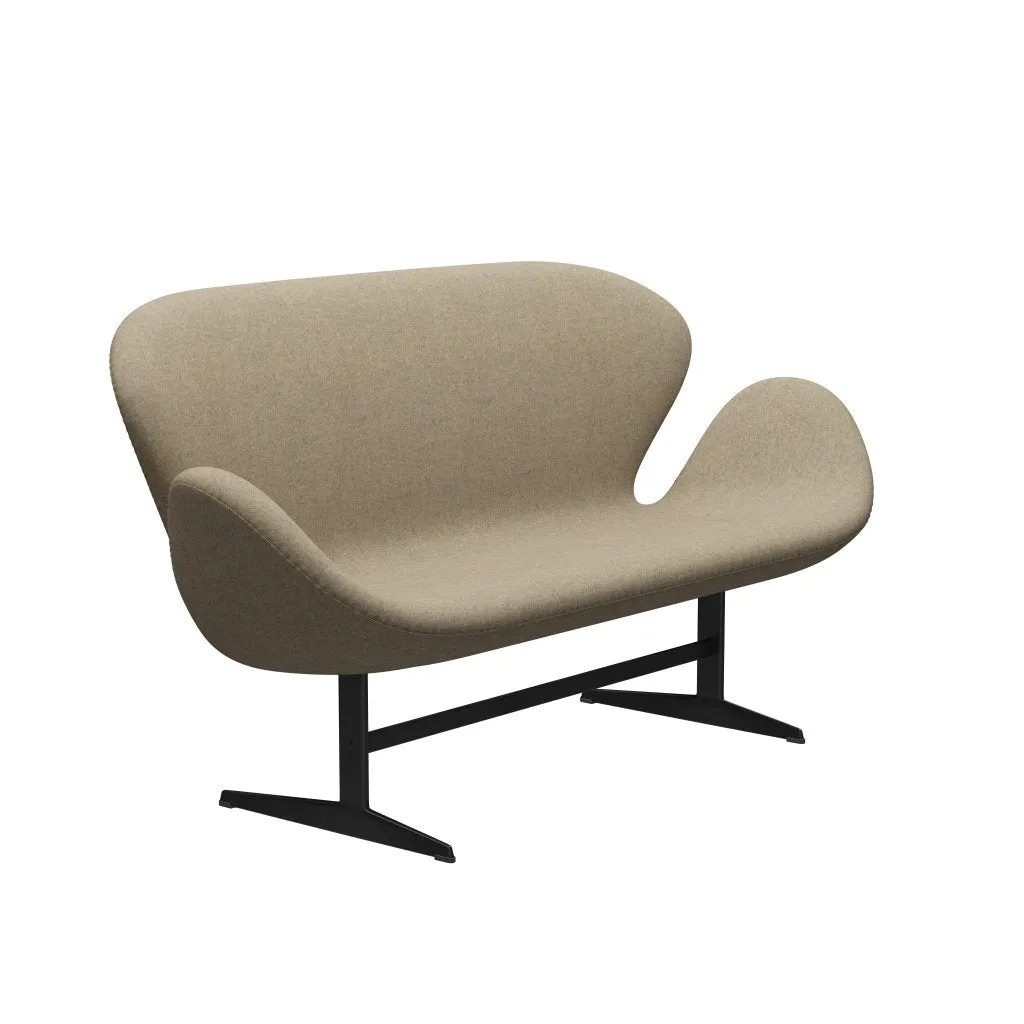 Fritz Hansen Swan™ Sofa 2 Seater, Black Lacquered/Divina Melange Grey Sand