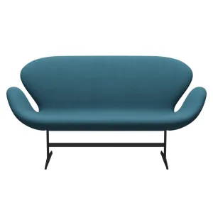Fritz Hansen Swan™ Sofa 2 Seater, Black Lacquered/Fame Blue Green