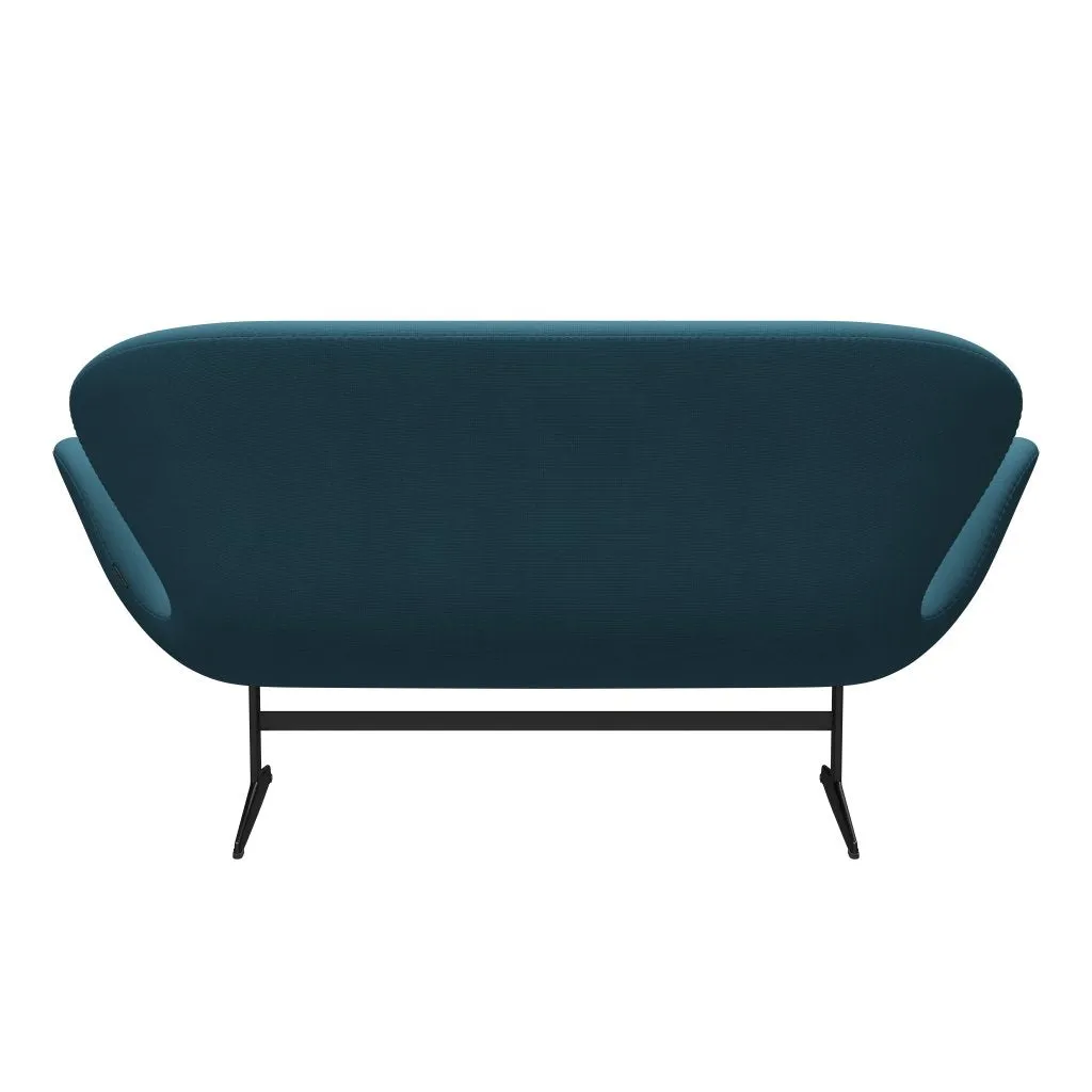 Fritz Hansen Swan™ Sofa 2 Seater, Black Lacquered/Fame Blue Green