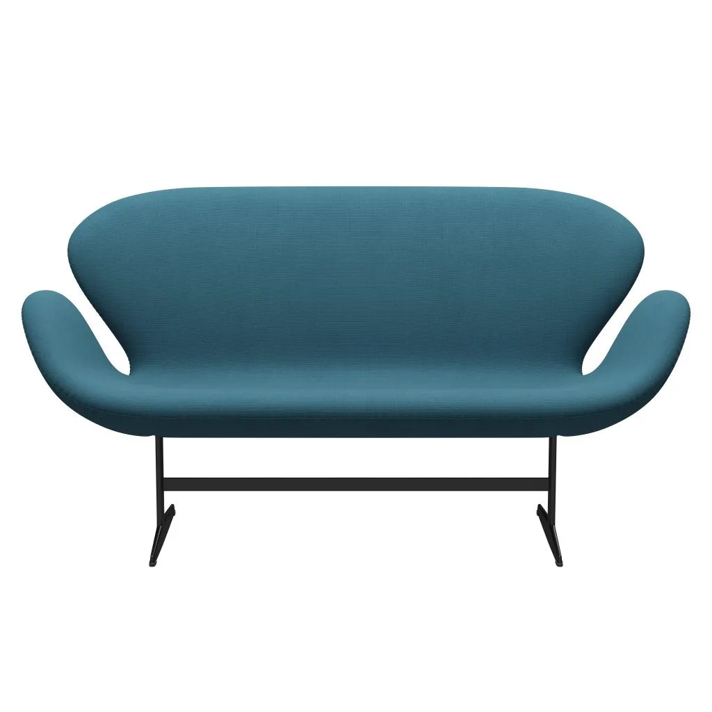 Fritz Hansen Swan™ Sofa 2 Seater, Black Lacquered/Fame Blue Green